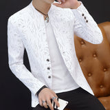 Men casual collar collar blazers youth handsome trend Slim print blazers   5XL   6XL