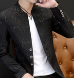 Men casual collar collar blazers youth handsome trend Slim print blazers   5XL   6XL