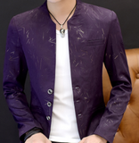 Men casual collar collar blazers youth handsome trend Slim print blazers   5XL   6XL