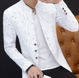 Men casual collar collar blazers youth handsome trend Slim print blazers   5XL   6XL
