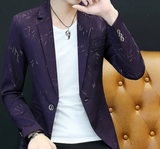 Men casual collar collar blazers youth handsome trend Slim print blazers   5XL   6XL
