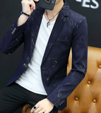 Men casual collar collar blazers youth handsome trend Slim print blazers   5XL   6XL