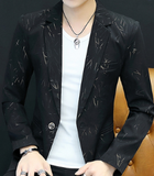 Men casual collar collar blazers youth handsome trend Slim print blazers   5XL   6XL