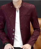 Men casual collar collar blazers youth handsome trend Slim print blazers   5XL   6XL