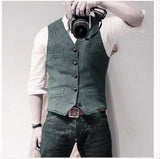 Suit Vest Blue Single Breasted Woolen Blended Mens Vest Denim Jeans