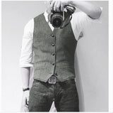 Suit Vest Blue Single Breasted Woolen Blended Mens Vest Denim Jeans