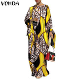 Vintage Printed Long Sleeve Dresses Casual Loose Bohemian Vestidos Long Maxi Robe Summer Femme Sundress