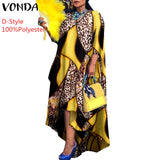 VONDA Autumn Women Dress 3/4 Sleeve Robe Femme Vintage Printed Holiday Party Dress Irregular Hem Long Vestidos Oversized