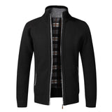 Top Quality Autumn Winter Jacket Slim Fit Stand Collar Zipper Jacket Men Solid Cotton Thick Warm  Sweater