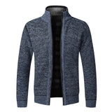 Top Quality Autumn Winter Jacket Slim Fit Stand Collar Zipper Jacket Men Solid Cotton Thick Warm  Sweater