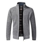 Top Quality Autumn Winter Jacket Slim Fit Stand Collar Zipper Jacket Men Solid Cotton Thick Warm  Sweater