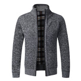 Top Quality Autumn Winter Jacket Slim Fit Stand Collar Zipper Jacket Men Solid Cotton Thick Warm  Sweater