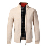 Top Quality Autumn Winter Jacket Slim Fit Stand Collar Zipper Jacket Men Solid Cotton Thick Warm  Sweater