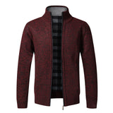 Top Quality Autumn Winter Jacket Slim Fit Stand Collar Zipper Jacket Men Solid Cotton Thick Warm  Sweater
