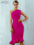 New Summer Women Bandage Dress Sexy One Shoulder Sleeveless Ruffles Nightclub Celebrity Evening Party Mermaid Dresses