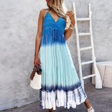Women's V-Neck Sleeveless Long Floral Dress