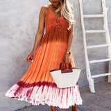 Women's V-Neck Sleeveless Long Floral Dress