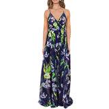 Women's V-Neck Sleeveless Long Floral Dress