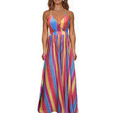 Women's V-Neck Sleeveless Long Floral Dress