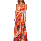Women's V-Neck Sleeveless Long Floral Dress