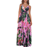 Women's V-Neck Sleeveless Long Floral Dress