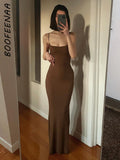 BOOFEENAA Strap Backless Long Maxi Dresses Party Club Vacation Outfits for Women Sexy Casual Summer Dress Wholesale C85CZ24