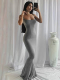 BOOFEENAA Strap Backless Long Maxi Dresses Party Club Vacation Outfits for Women Sexy Casual Summer Dress Wholesale C85CZ24