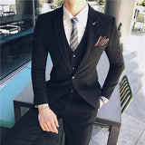 (Jacket + Vest + Pants) Men's Casual Plaid High-End Formal 3Pc Set Suit