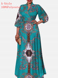 VONDA Women Vintage Printed Maxi Long Dress Casual Vestido Casual Robe Femme Holiday Sundress Oversized