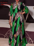 VONDA Women Vintage Printed Maxi Long Dress Casual Vestido Casual Robe Femme Holiday Sundress Oversized