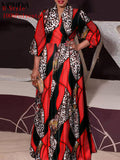 VONDA Women Vintage Printed Maxi Long Dress Casual Vestido Casual Robe Femme Holiday Sundress Oversized