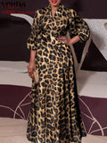VONDA Women Vintage Printed Maxi Long Dress Casual Vestido Casual Robe Femme Holiday Sundress Oversized