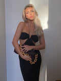Summer Spaghetti Strap Halter Sexy Backless Midi Dress Elegant Bandage Sleeveless Club Party Dresses Bodycon