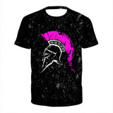 Model Graphic Spartan Print 3D Casual Male Shirt Around The Neck Oversized Short