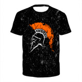 Model Graphic Spartan Print 3D Casual Male Shirt Around The Neck Oversized Short