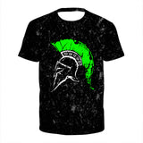 Model Graphic Spartan Print 3D Casual Male Shirt Around The Neck Oversized Short