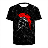 Model Graphic Spartan Print 3D Casual Male Shirt Around The Neck Oversized Short