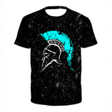 Model Graphic Spartan Print 3D Casual Male Shirt Around The Neck Oversized Short