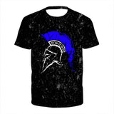 Model Graphic Spartan Print 3D Casual Male Shirt Around The Neck Oversized Short