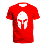 Model Graphic Spartan Print 3D Casual Male Shirt Around The Neck Oversized Short