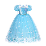 Frozen Anna Elsa Princess Dress For Girl Birthday Party Tulle Prom Gown Kids Christmas Cosplay Snow Queen Coronation Costume