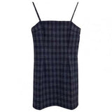 Fashion Casual Women Dress Sexy Plaid A-line Slim All Match Shoulder Strap
