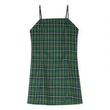 Fashion Casual Women Dress Sexy Plaid A-line Slim All Match Shoulder Strap