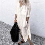 Dress White Casual Female Long Shirt Dresses