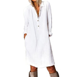 Dress White Casual Female Long Shirt Dresses
