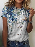 Summer T shirts Womens T shirts high street short sleeve tops with a fashion flower print Womens T shirts woman