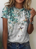 Summer T shirts Womens T shirts high street short sleeve tops with a fashion flower print Womens T shirts woman