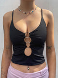HEYounGIRL Solid Casual Sleeveless Camis Top Women Backless Hollow Out Sexy Crop Tops Tees Fashion Fitness Camisole