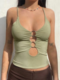 HEYounGIRL Solid Casual Sleeveless Camis Top Women Backless Hollow Out Sexy Crop Tops Tees Fashion Fitness Camisole