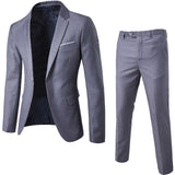 Men Spring 2 Pieces Classic Blazers Suit Sets Men Business Blazer  +Pants Suits Sets Autumn Men Wedding Party Set